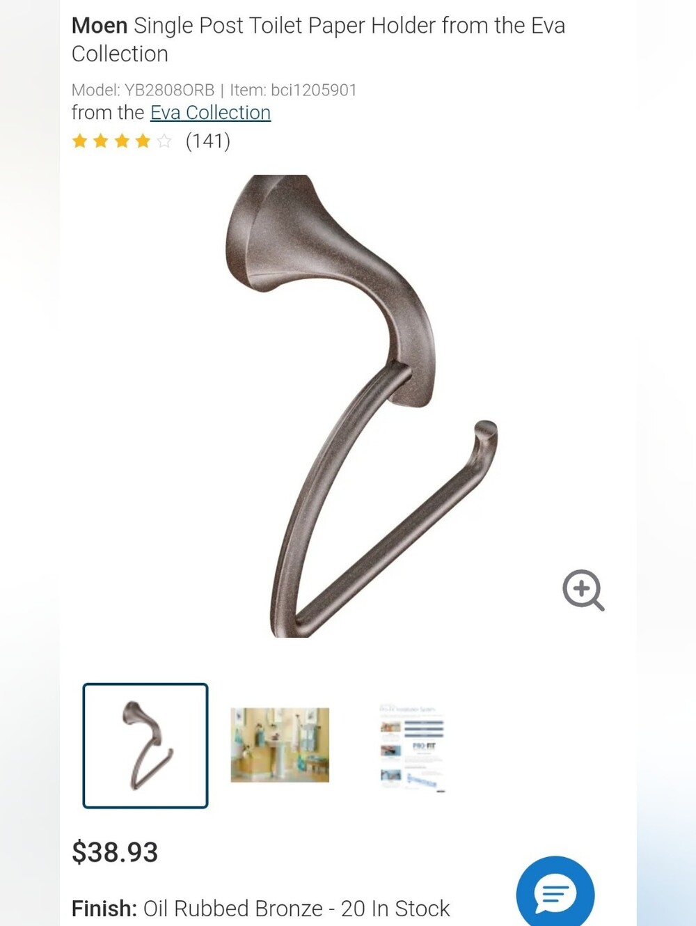 Two Moen Eva Collection Toilet Paper Holders